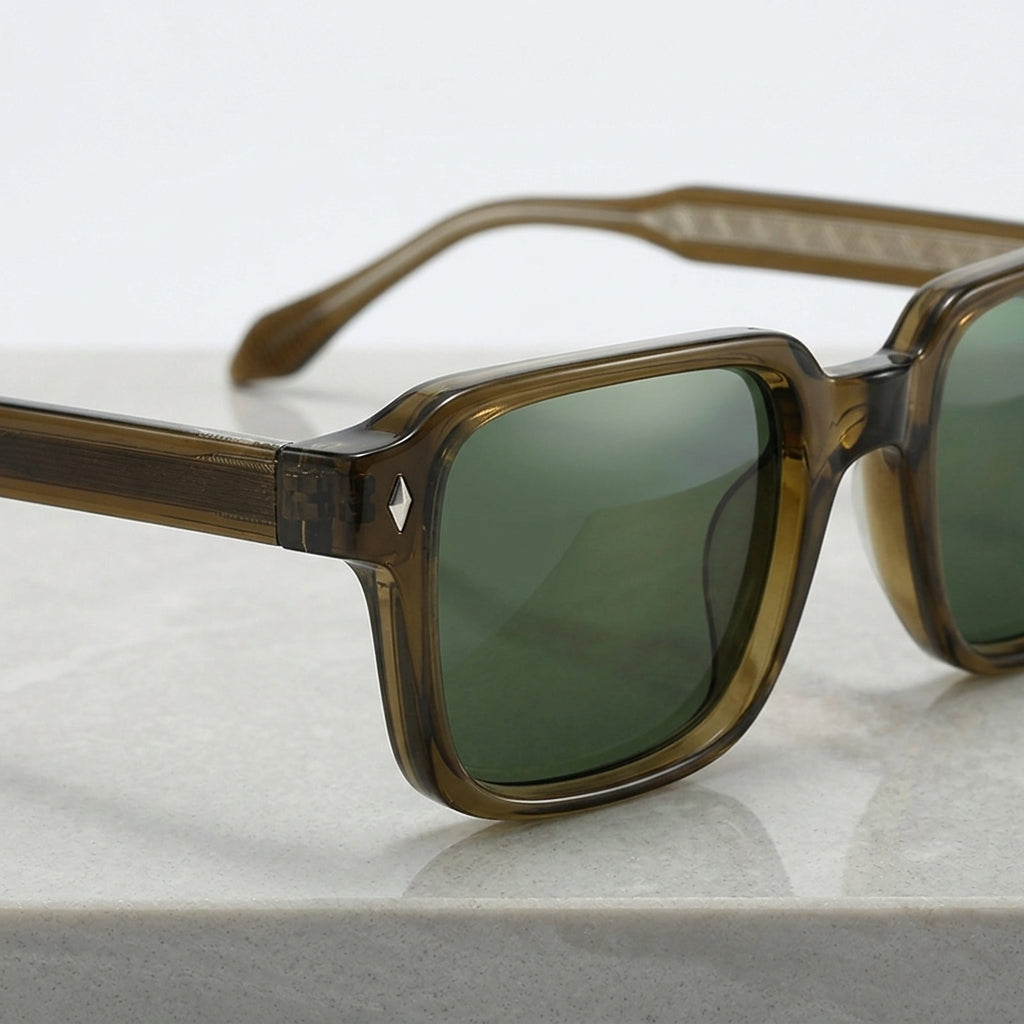 SHAUNA Retro Square Rivets Sunglasses Drako™️