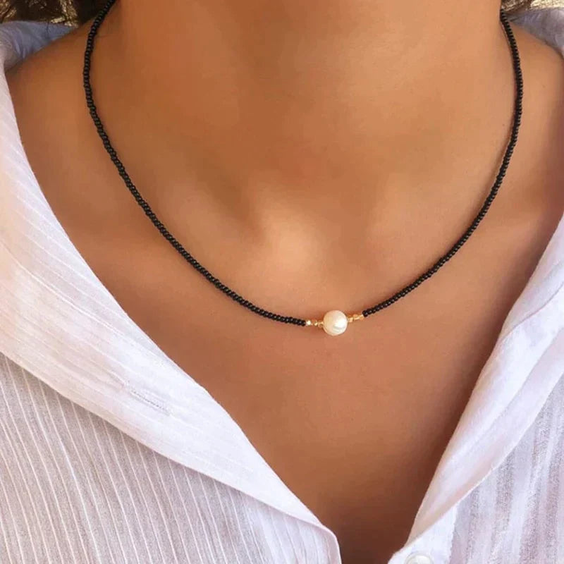 Necklace for Women | Freshwater Pearl Centerpiece | Handcrafted Beaded Design | Elegant Everyday Wear Drako™️