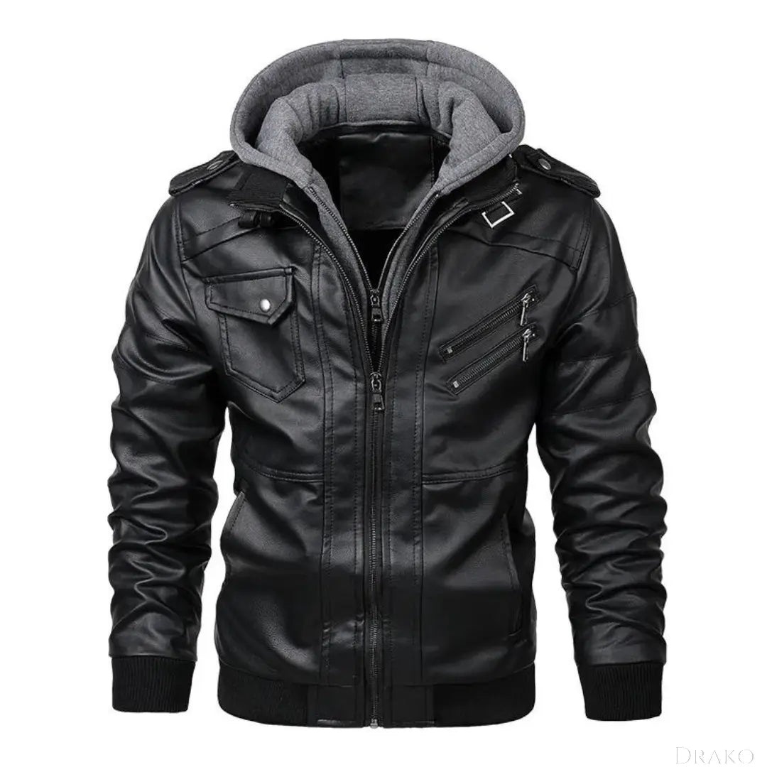 Griffin Men’s Leather Hooded Jacket Drako Watches