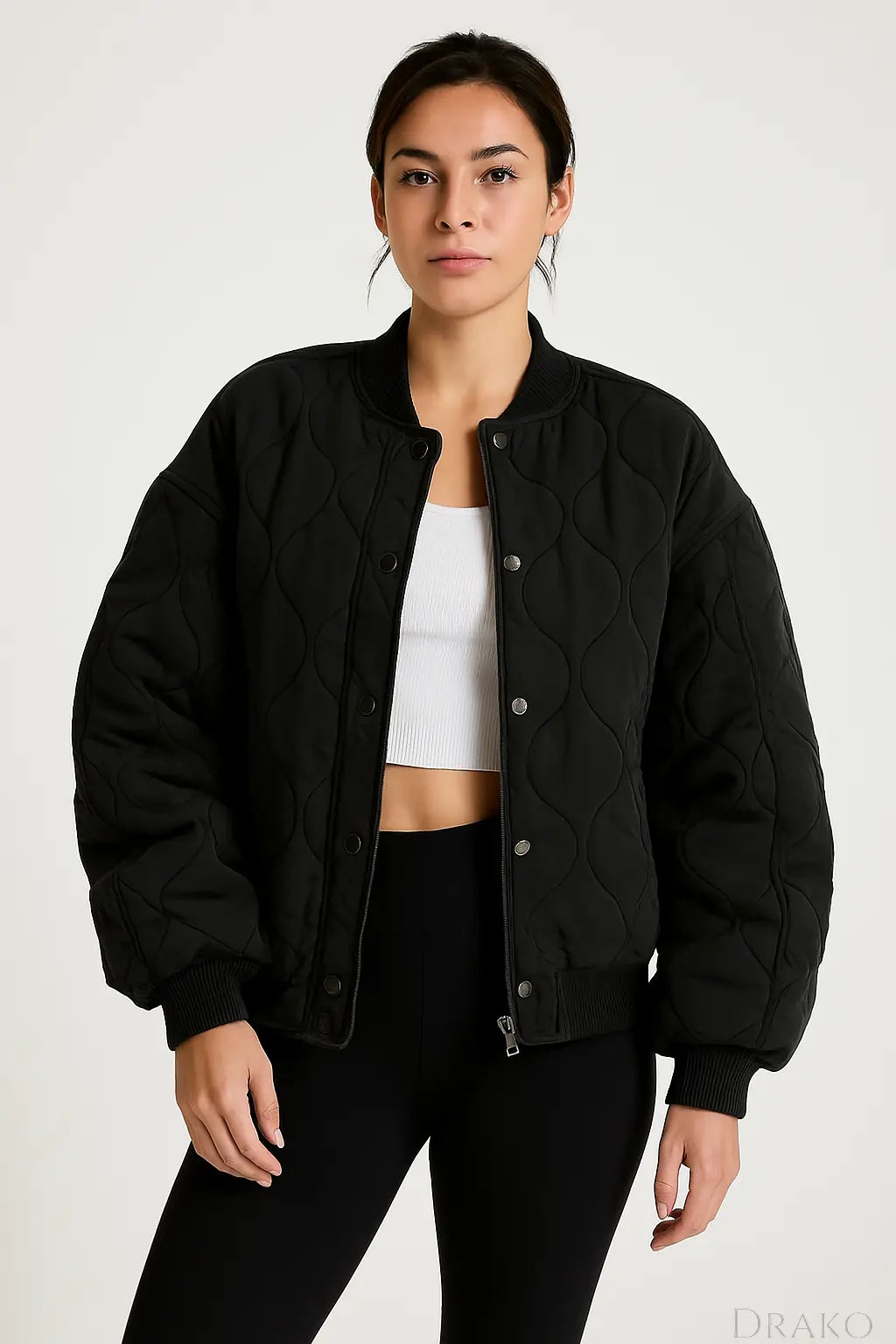 Harper Women’s Quilted Oversized Bomber Jacket Drako Watches