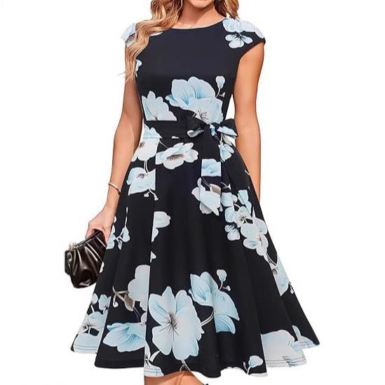 Élodie – Chic Midi Dress with Waist Bow Drako Watches