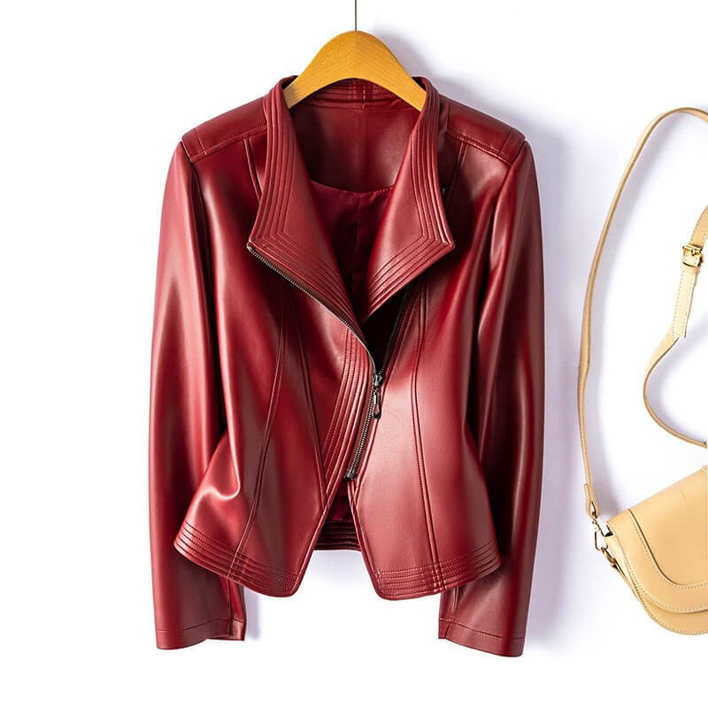 Elegant and structured vegan leather jacket by Sophie Drako Watches