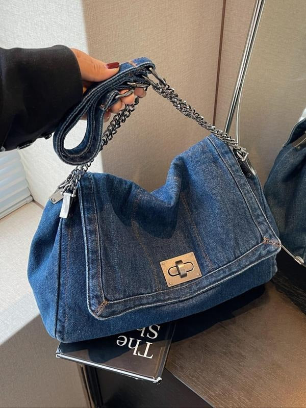 Verona Denim Chain Shoulder Bag Drako™️