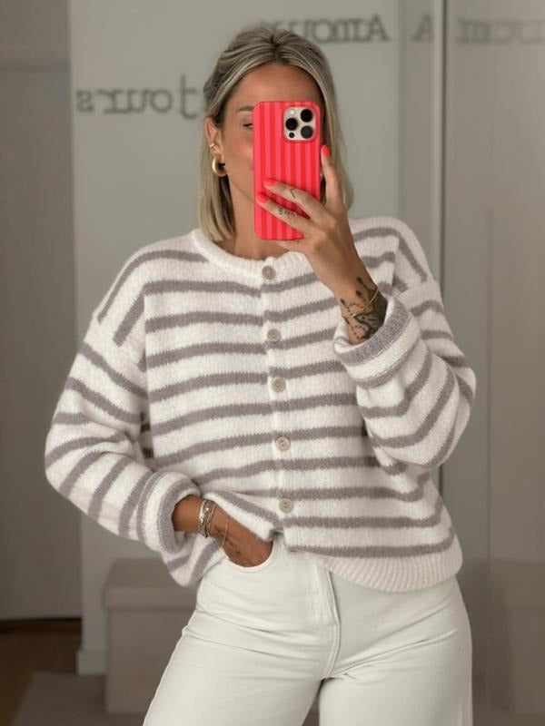 Calidora Striped Knit Cardigan Drako™️