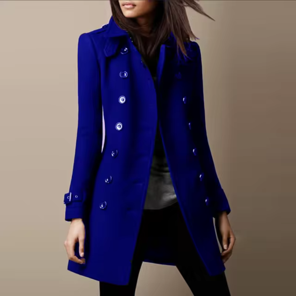 Women's Winter Coat | Double-Breasted Military Style | Soft Natural Fabrics | Warm & Flattering Silhouette  Drako™️