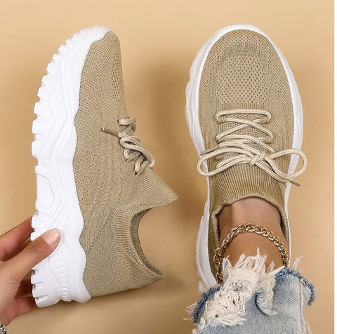 Women's Knit-Upper Lace-Up Sneakers | Breathable Design | Additional Foot Support | Comfortable Fit  Drako™️