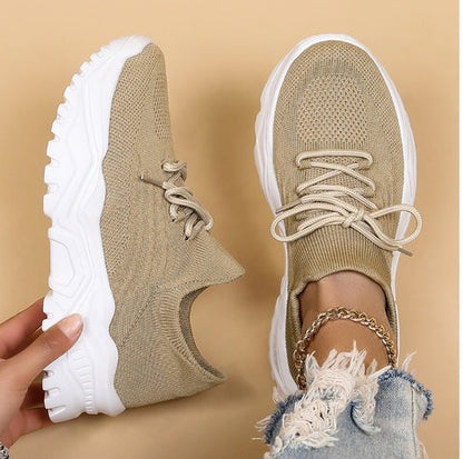 Women's Knit-Upper Lace-Up Sneakers | Breathable Design | Additional Foot Support | Comfortable Fit  Drako™️