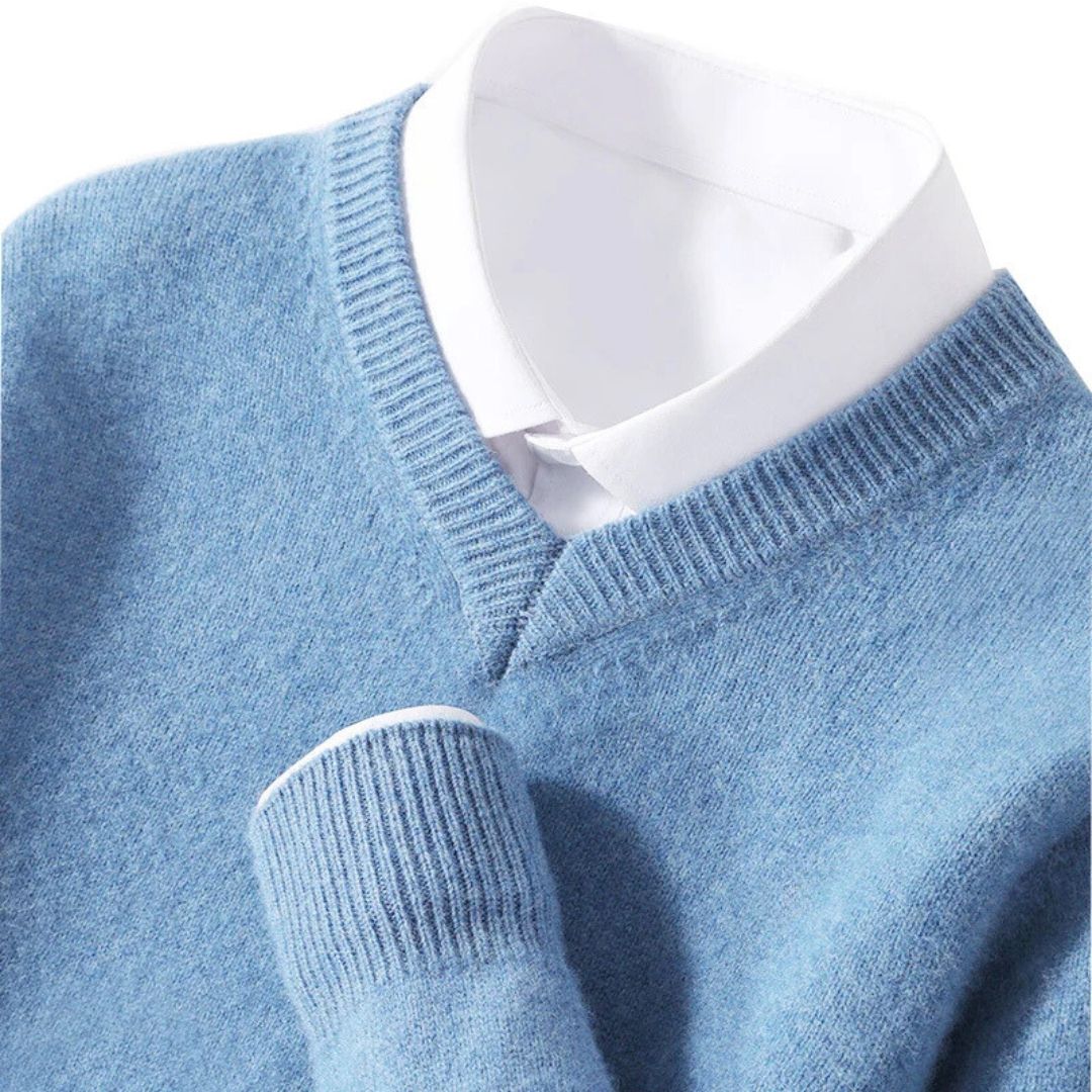 Olympia Merino V-Neck Sweater  Drako Watches