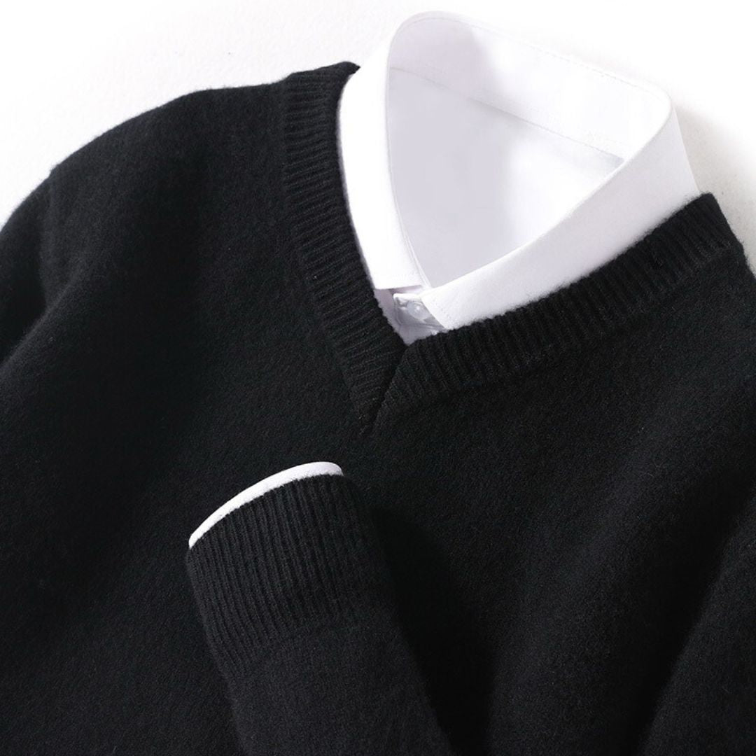 Olympia Merino V-Neck Sweater  Drako Watches