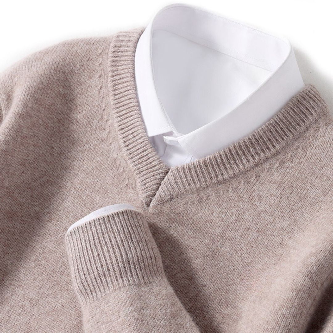 Olympia Merino V-Neck Sweater  Drako Watches
