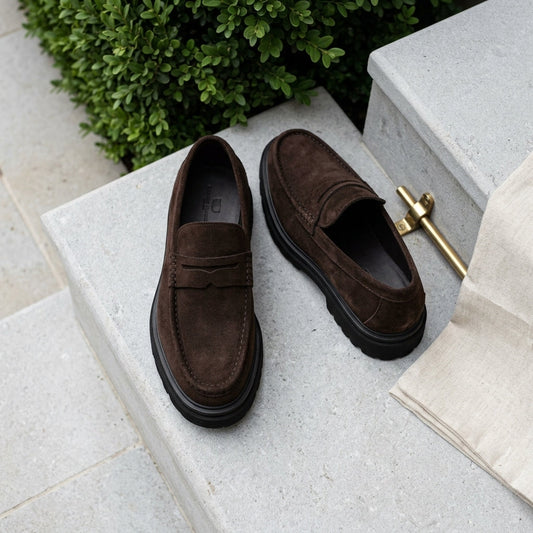 Suede Height Booster Penny Loafers  Drako™️
