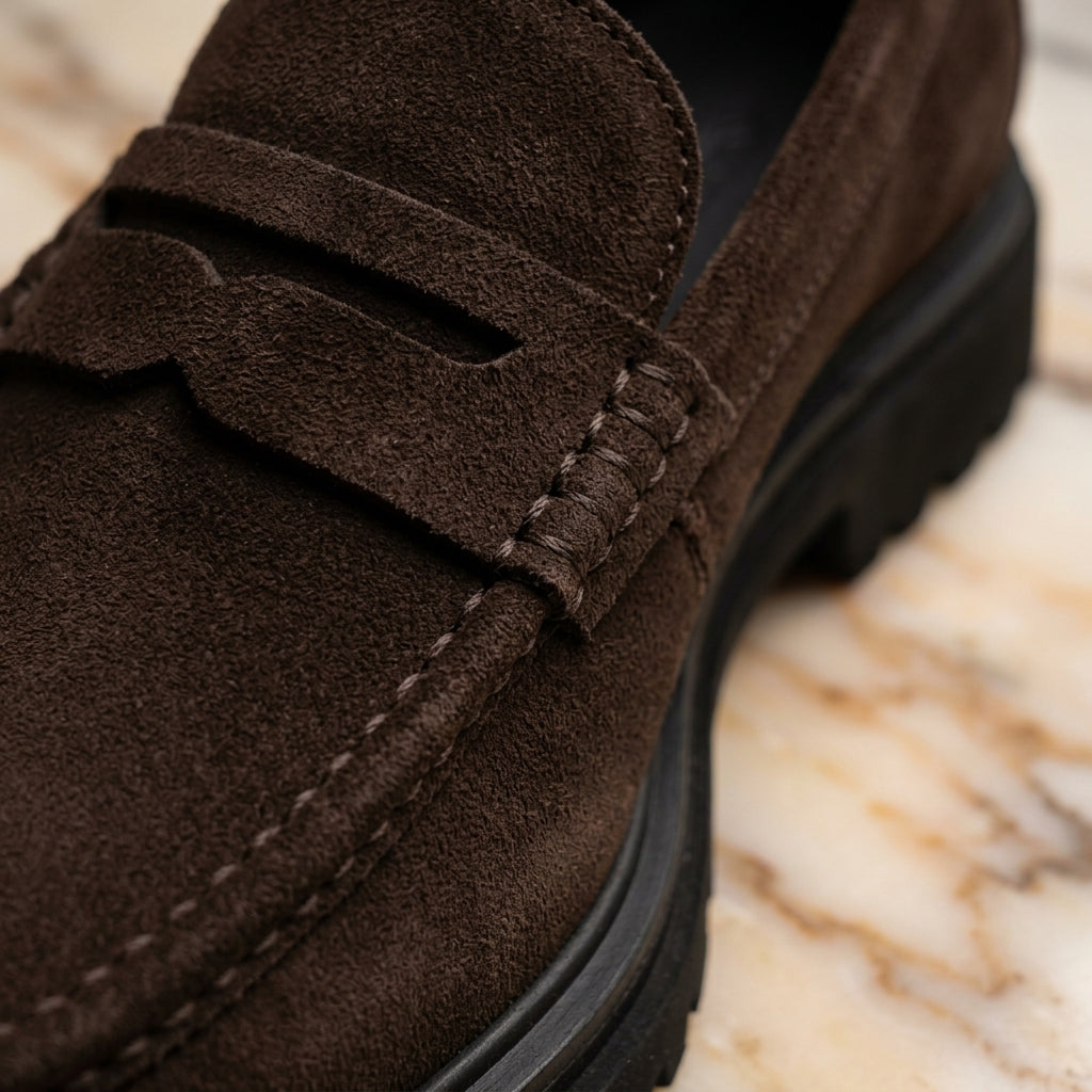 Suede Height Booster Penny Loafers  Drako™️
