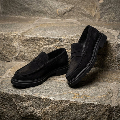 Suede Height Booster Penny Loafers  Drako™️