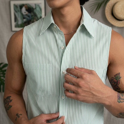 Men's Loose Sleeveless Striped Shirt  Drako™️