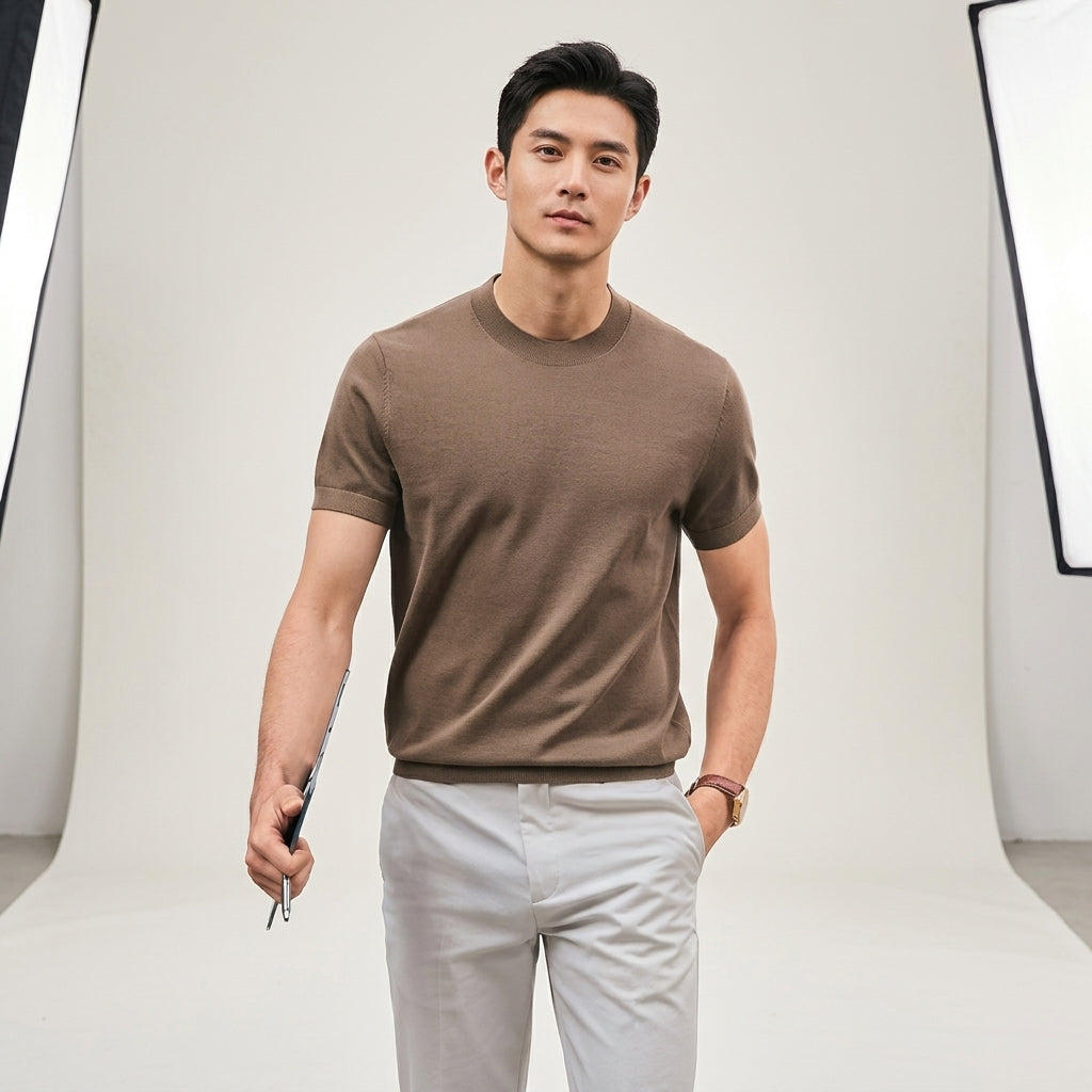 Men's Knitted Short Sleeve T-Shirt  Drako™️