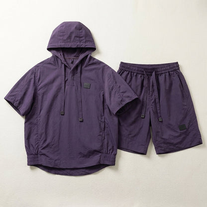 Men's Summer Lightweight Breathable Sun Protection Hooded Short Sleeve Shorts Two-Piece Set  Drako™️