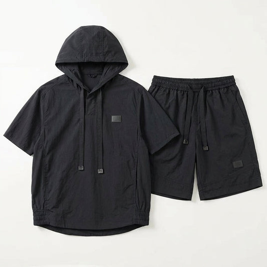 Men's Summer Lightweight Breathable Sun Protection Hooded Short Sleeve Shorts Two-Piece Set  Drako™️