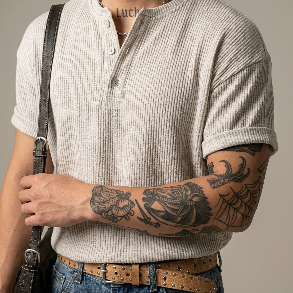 MYQ Men's Henley Short Sleeve T-Shirt  Drako™️