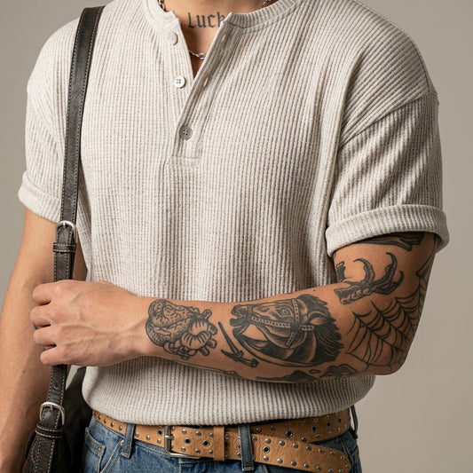 MYQ Men's Henley Short Sleeve T-Shirt  Drako™️