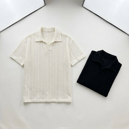 Men's White Hollow Short Sleeve Shirt  Drako™️