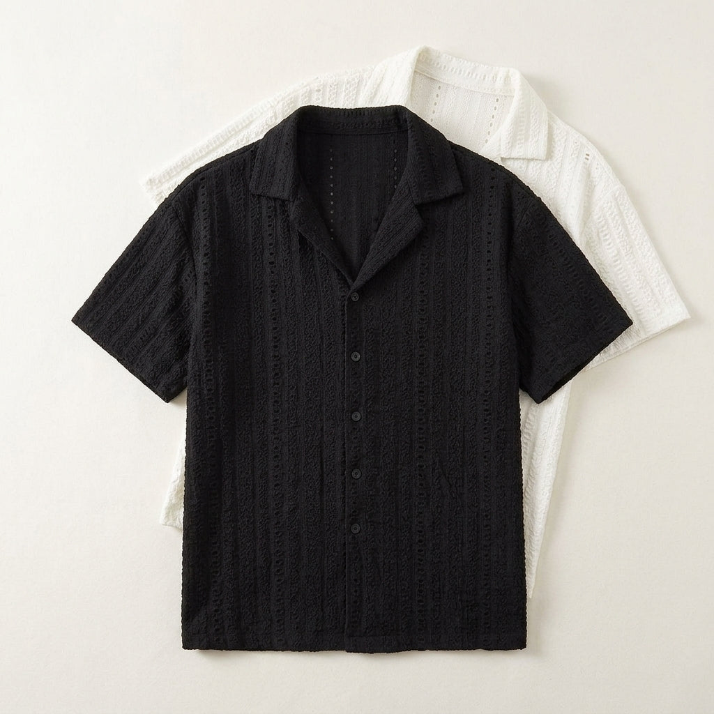 Men's White Hollow Short Sleeve Shirt  Drako™️