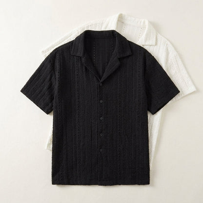 Men's White Hollow Short Sleeve Shirt  Drako™️