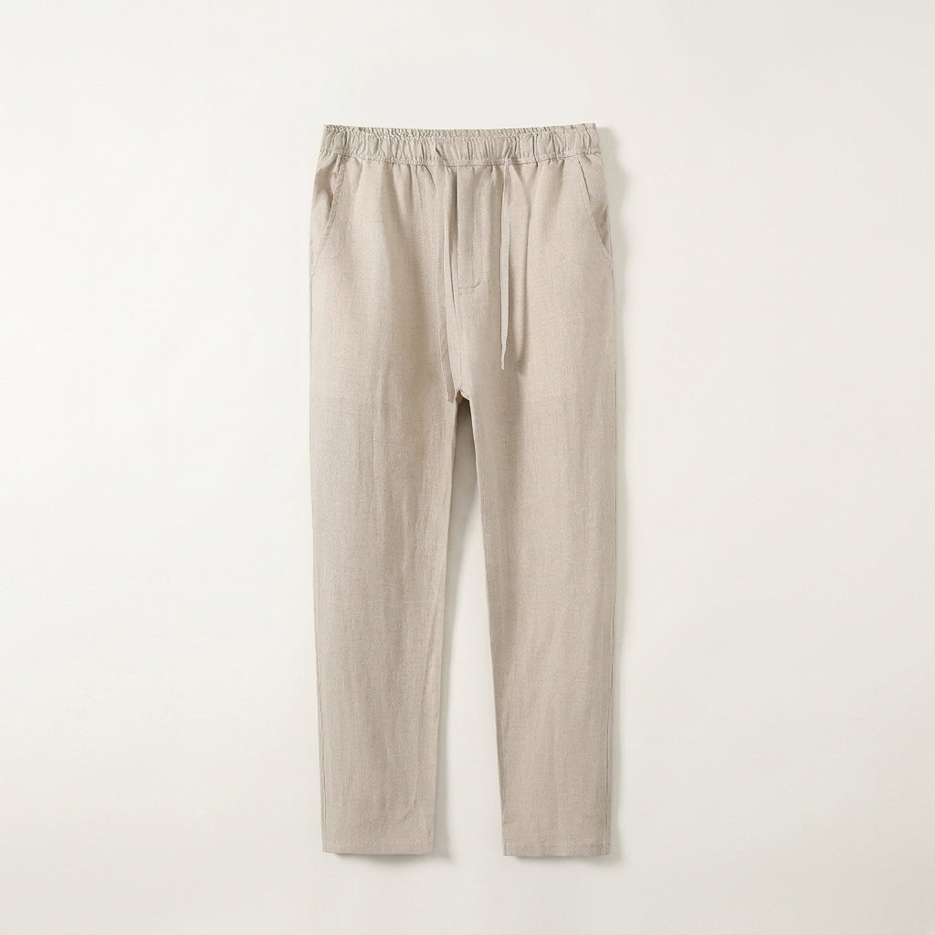 Men's 100% Linen Summer Thin Nine-Point Solid Color Casual Pants Chinese Style Linen Pants  Drako™️