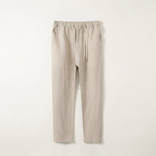 Men's 100% Linen Summer Thin Nine-Point Solid Color Casual Pants Chinese Style Linen Pants  Drako™️