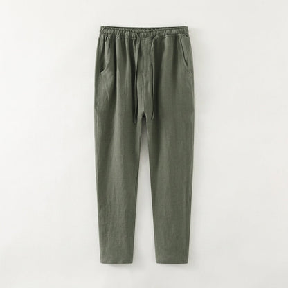 Men's 100% Linen Summer Thin Nine-Point Solid Color Casual Pants Chinese Style Linen Pants  Drako™️
