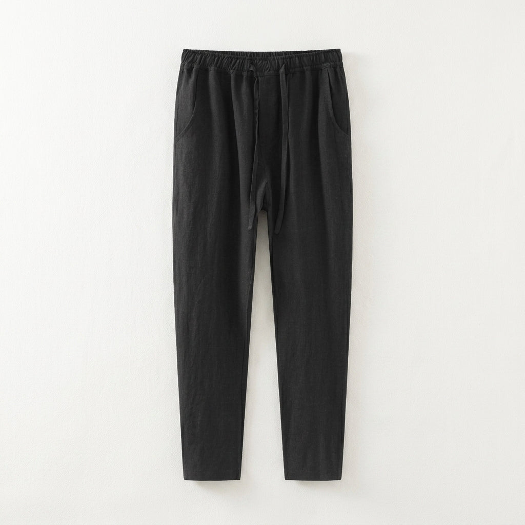 Men's 100% Linen Summer Thin Nine-Point Solid Color Casual Pants Chinese Style Linen Pants  Drako™️
