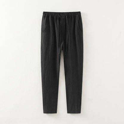 Men's 100% Linen Summer Thin Nine-Point Solid Color Casual Pants Chinese Style Linen Pants  Drako™️
