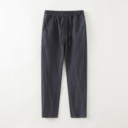 Men's 100% Linen Summer Thin Nine-Point Solid Color Casual Pants Chinese Style Linen Pants  Drako™️