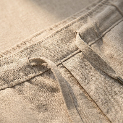 Men's 100% Linen Summer Thin Nine-Point Solid Color Casual Pants Chinese Style Linen Pants  Drako™️