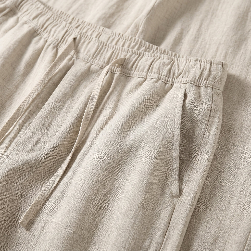 Men's 100% Linen Summer Thin Nine-Point Solid Color Casual Pants Chinese Style Linen Pants  Drako™️