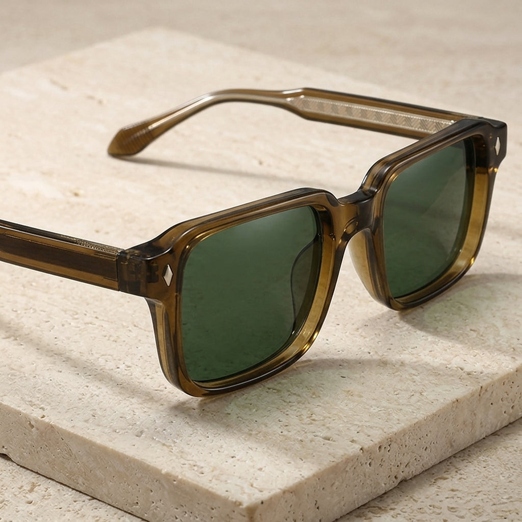 SHAUNA Retro Square Rivets Sunglasses  Drako™️