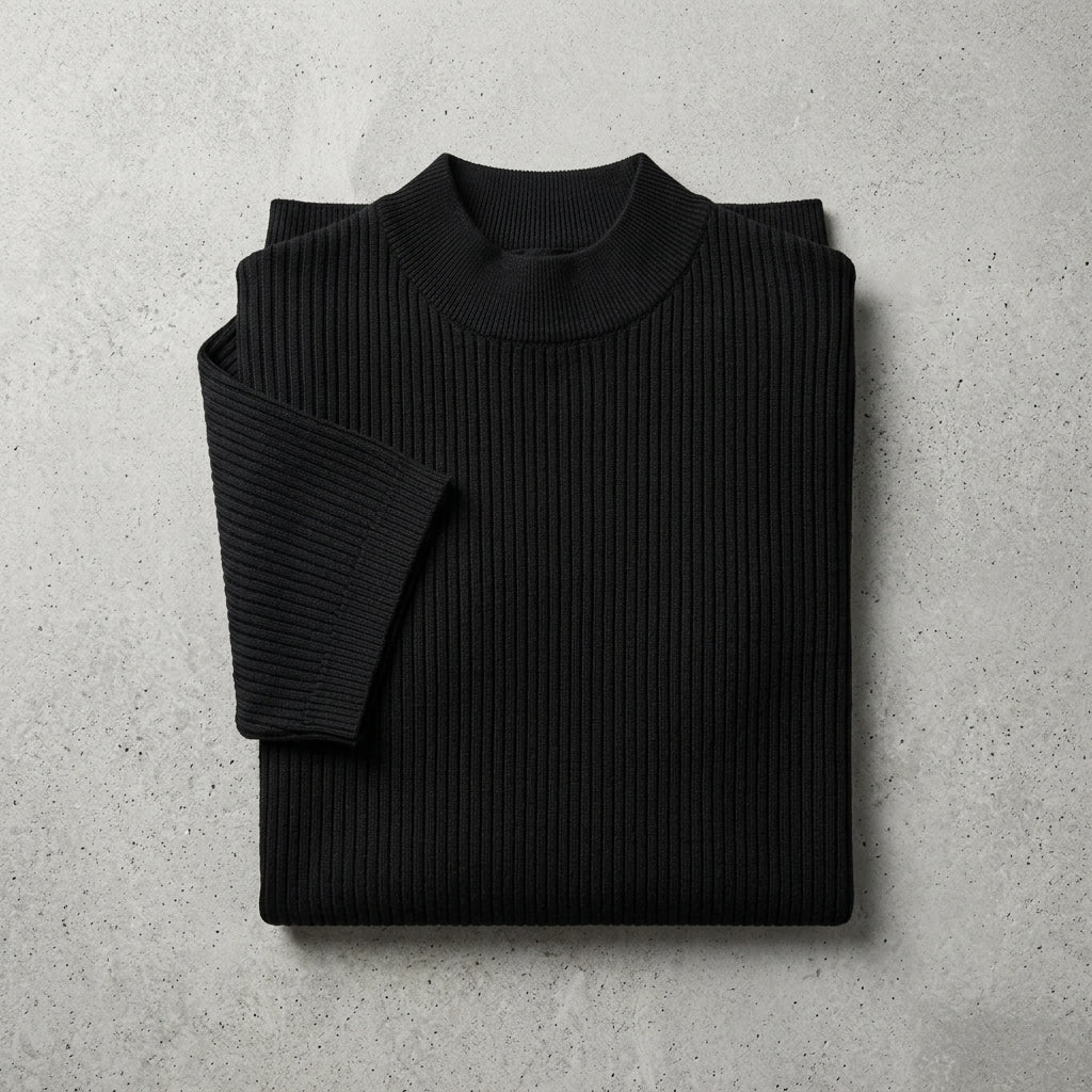 Men's Half-High Collar Striped Ice Silk Knitted T-Shirt  Drako™️