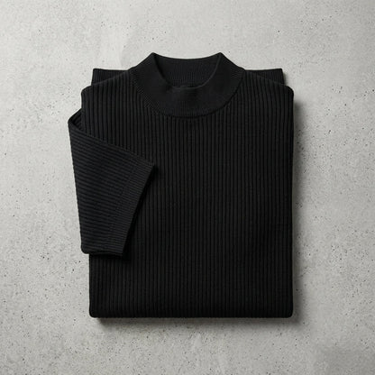 Men's Half-High Collar Striped Ice Silk Knitted T-Shirt  Drako™️
