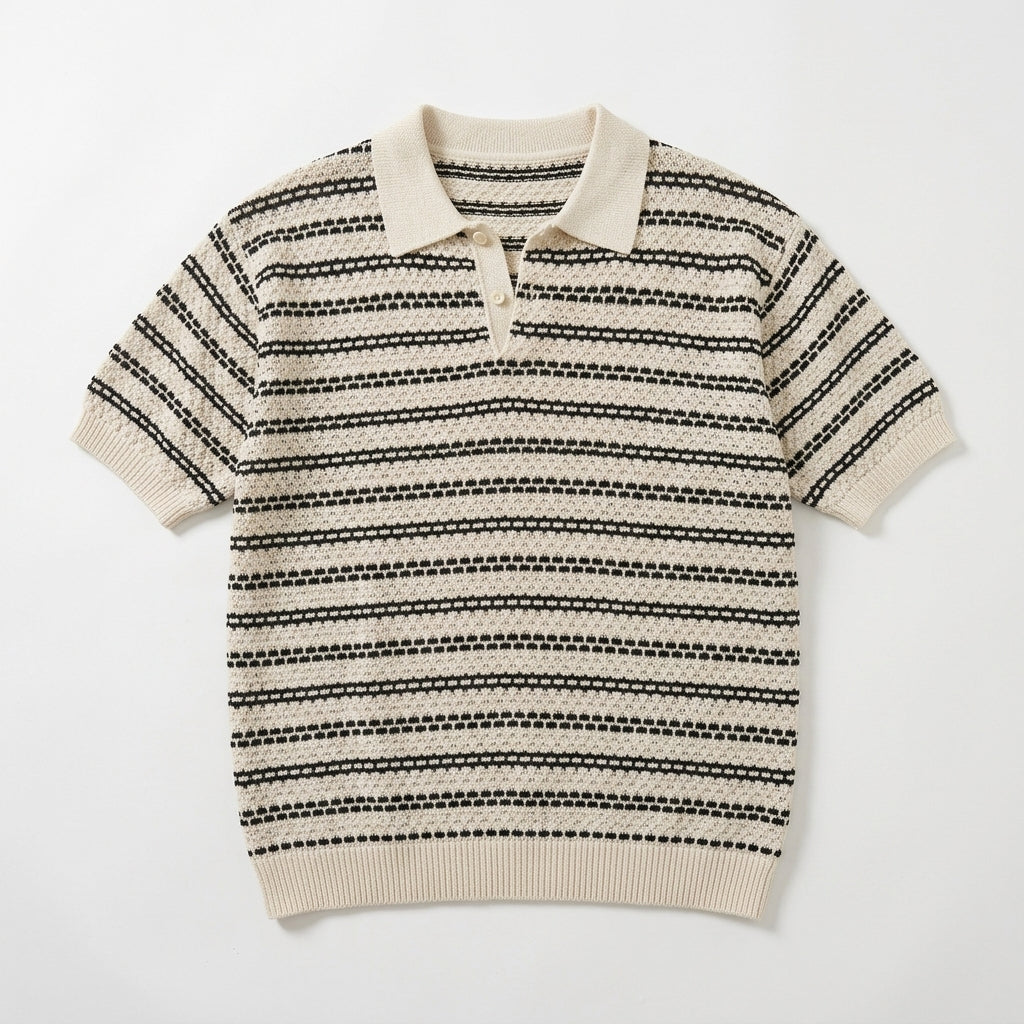 BJ Striped Short-Sleeve Knitted Shirt for Men  Drako™️