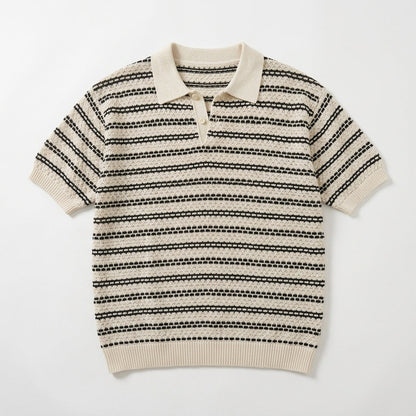 BJ Striped Short-Sleeve Knitted Shirt for Men  Drako™️