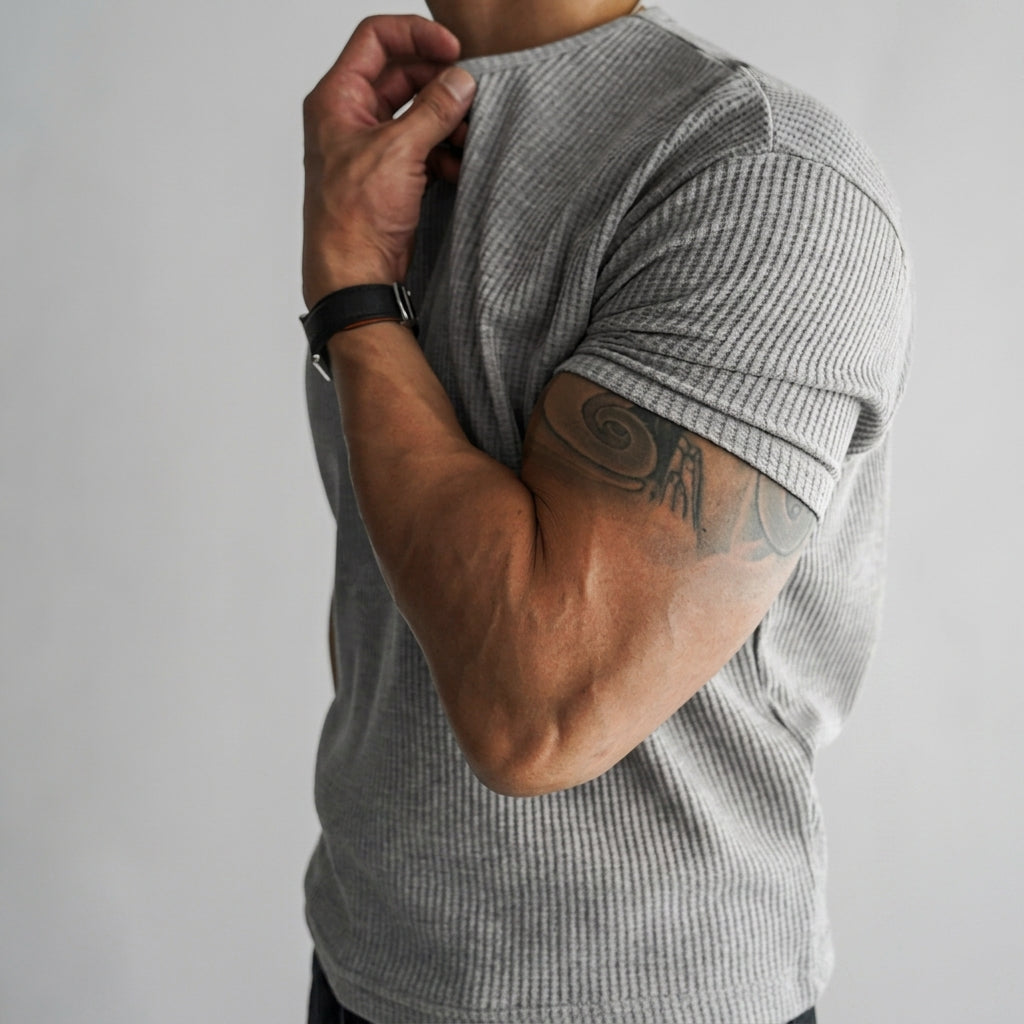 MYQ Men's Waffle Knit Short Sleeve T-Shirt  Drako™️