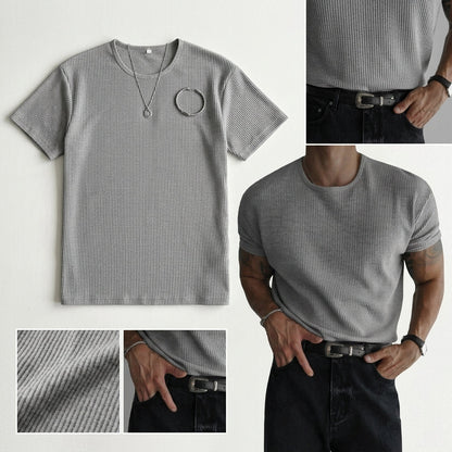 MYQ Men's Waffle Knit Short Sleeve T-Shirt  Drako™️