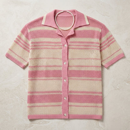 Men's Retro Casual Loose Short-Sleeve Knitted Shirt  Drako™️