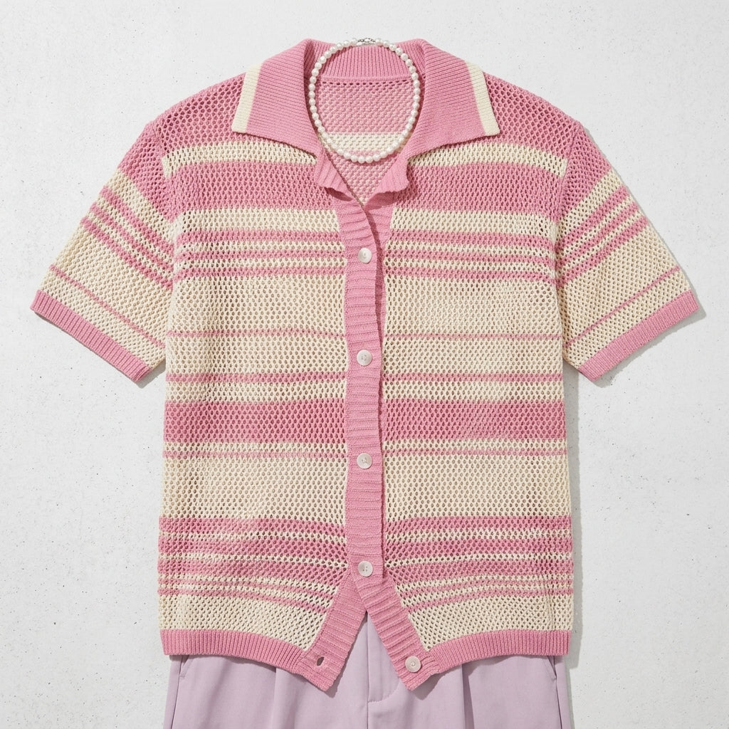 Men's Retro Casual Loose Short-Sleeve Knitted Shirt  Drako™️