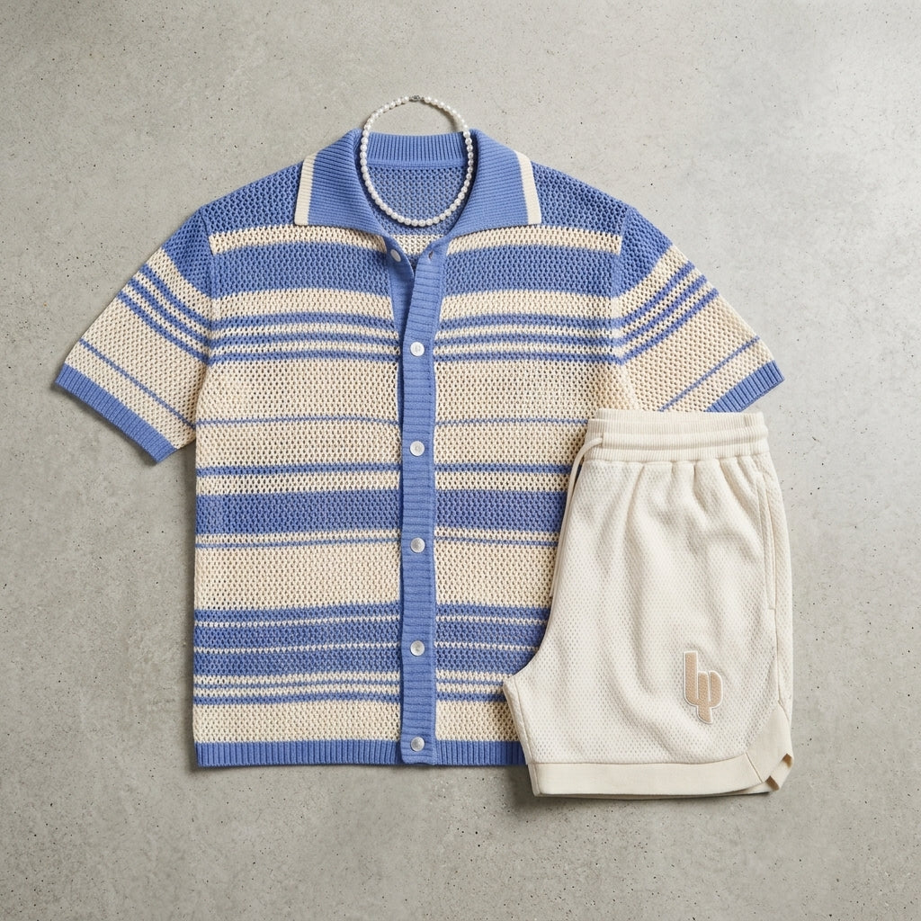 Men's Retro Casual Loose Short-Sleeve Knitted Shirt  Drako™️