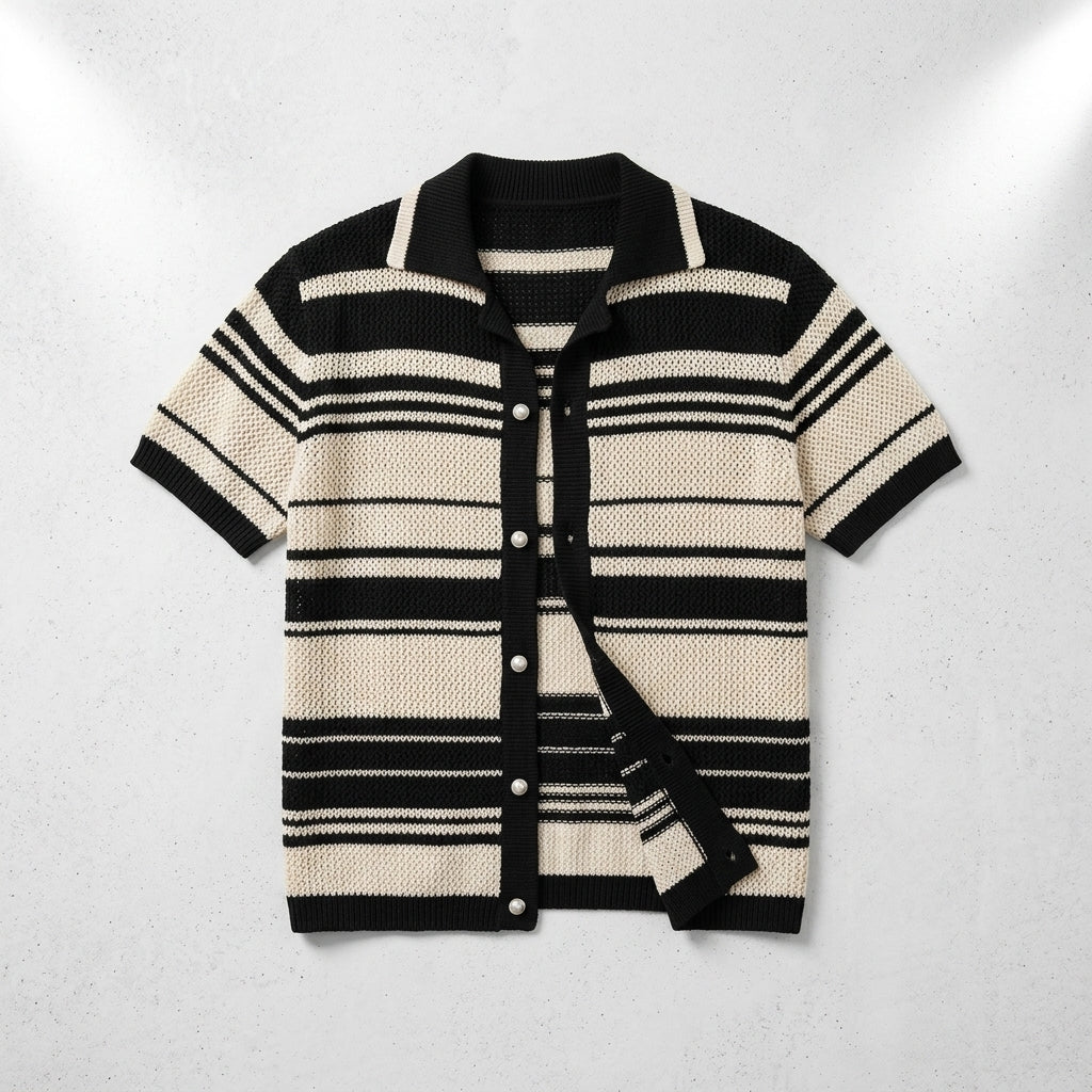 Men's Retro Casual Loose Short-Sleeve Knitted Shirt  Drako™️