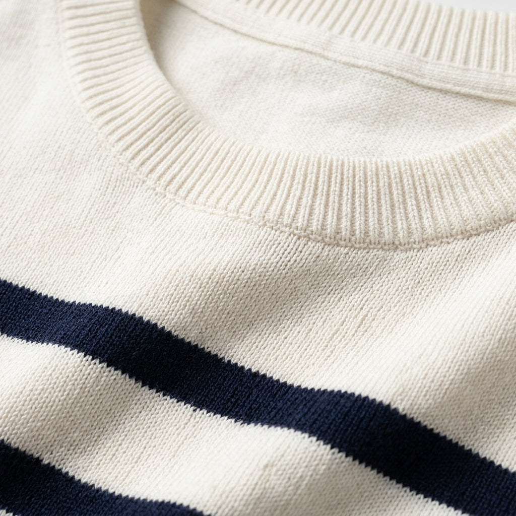 Men's Round Neck Striped Knitted Short Sleeve T-Shirt  Drako™️