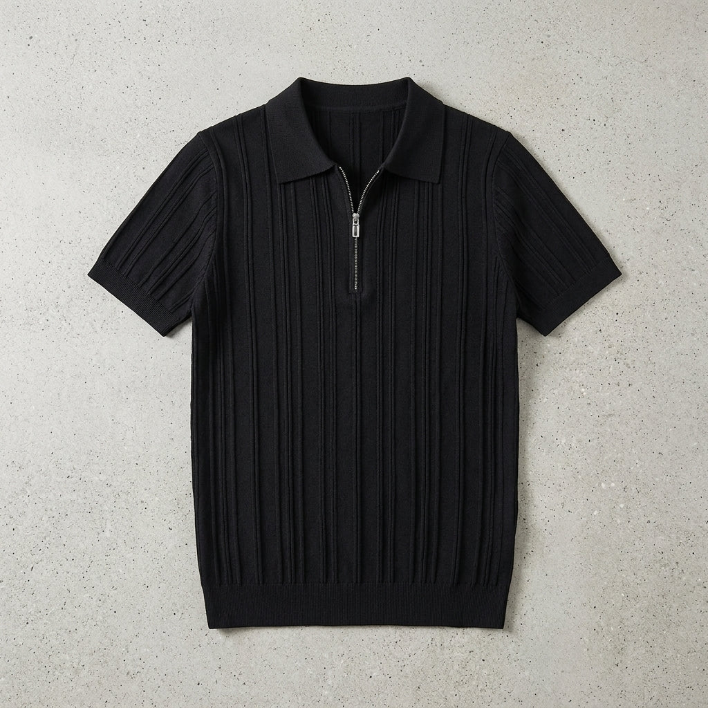 2025 Summer New Zipper Knit Short-Sleeved T-Shirt for Men  Drako™️