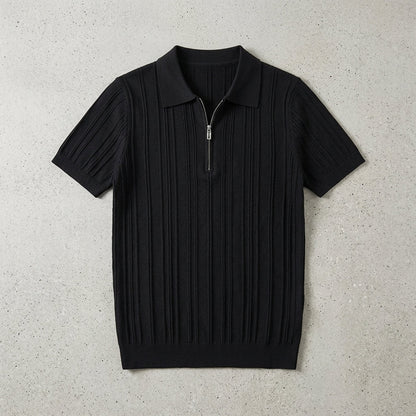 2025 Summer New Zipper Knit Short-Sleeved T-Shirt for Men  Drako™️