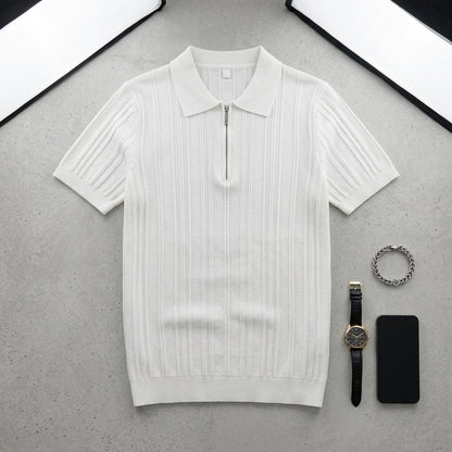 2025 Summer New Zipper Knit Short-Sleeved T-Shirt for Men  Drako™️
