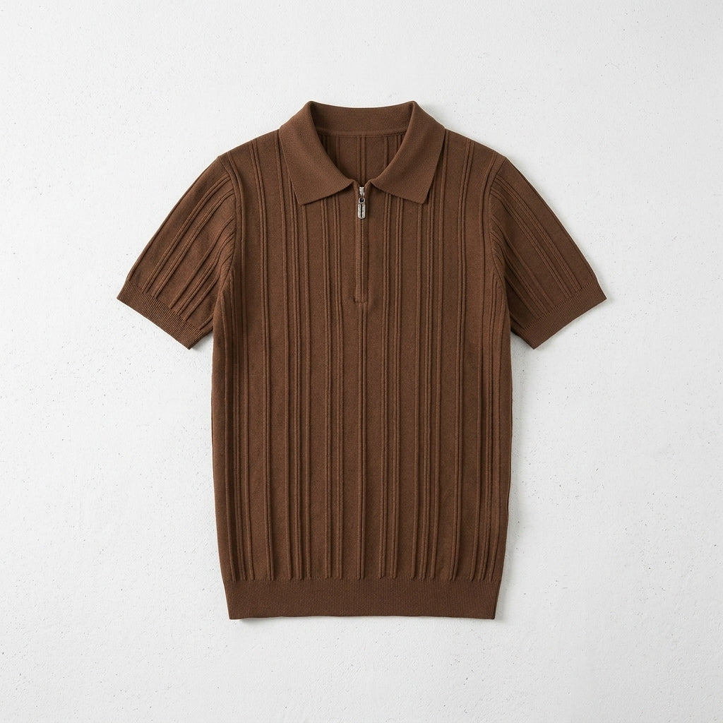 2025 Summer New Zipper Knit Short-Sleeved T-Shirt for Men  Drako™️
